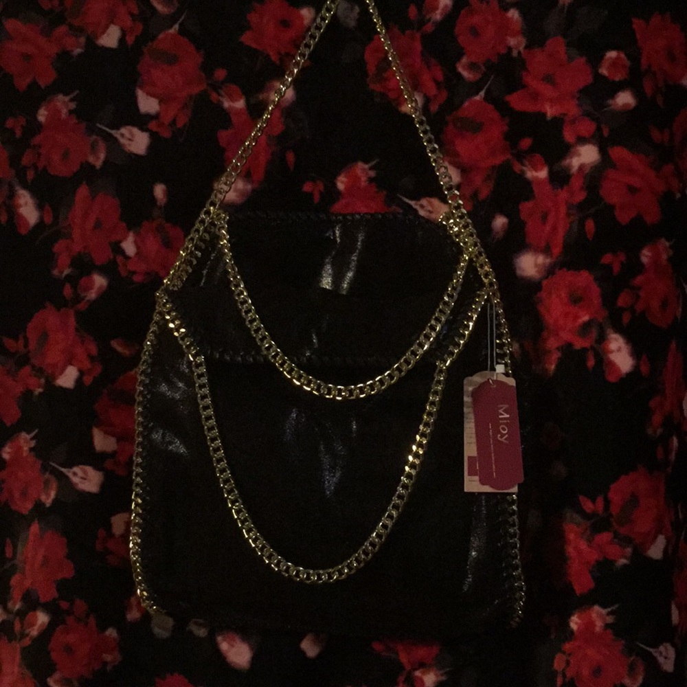 Black with gold chain purse